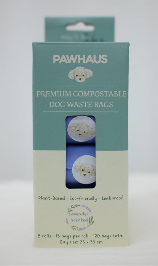Pawhaus Compostable Poop Bags for Pets & Diapers | 120pcs | Lavender Fresh