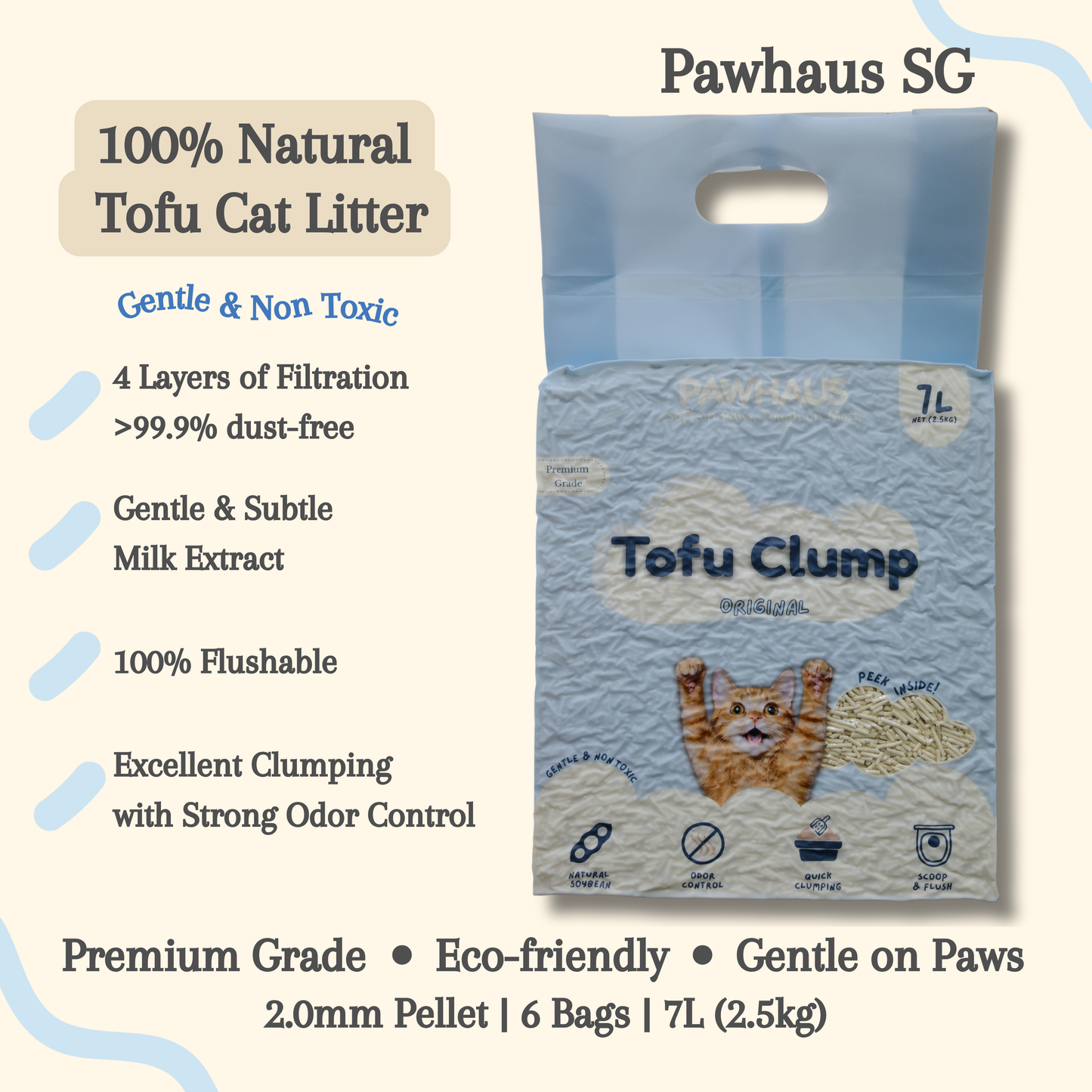 PawHaus Premium Tofu Clump (100% Natural Cat Litter)