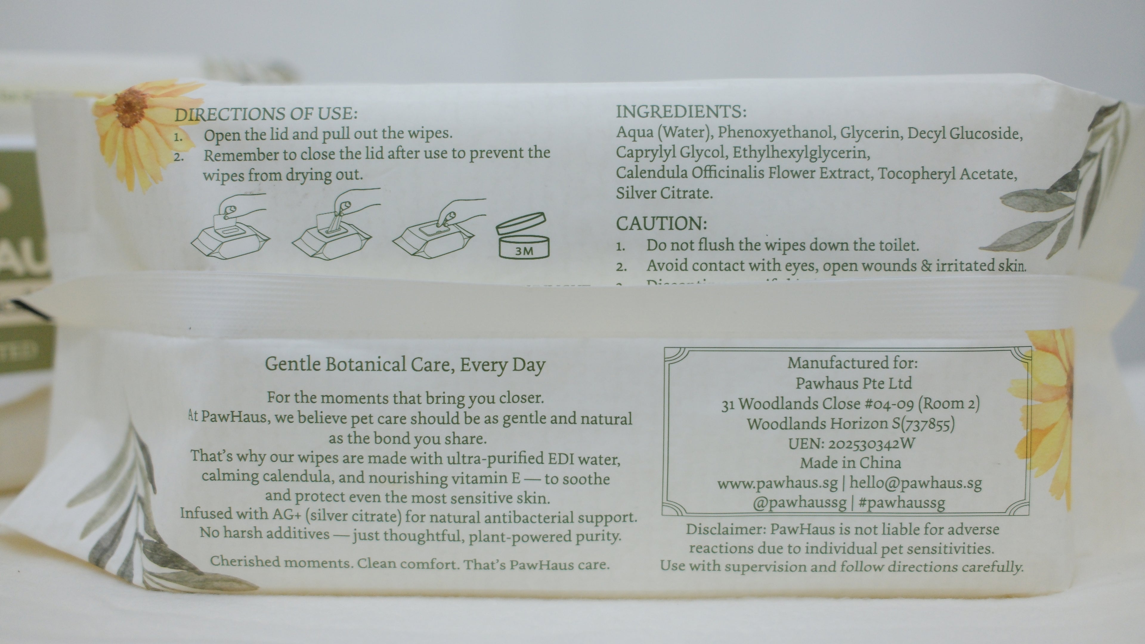 AG+ Gentle Botanical Pet Wipes