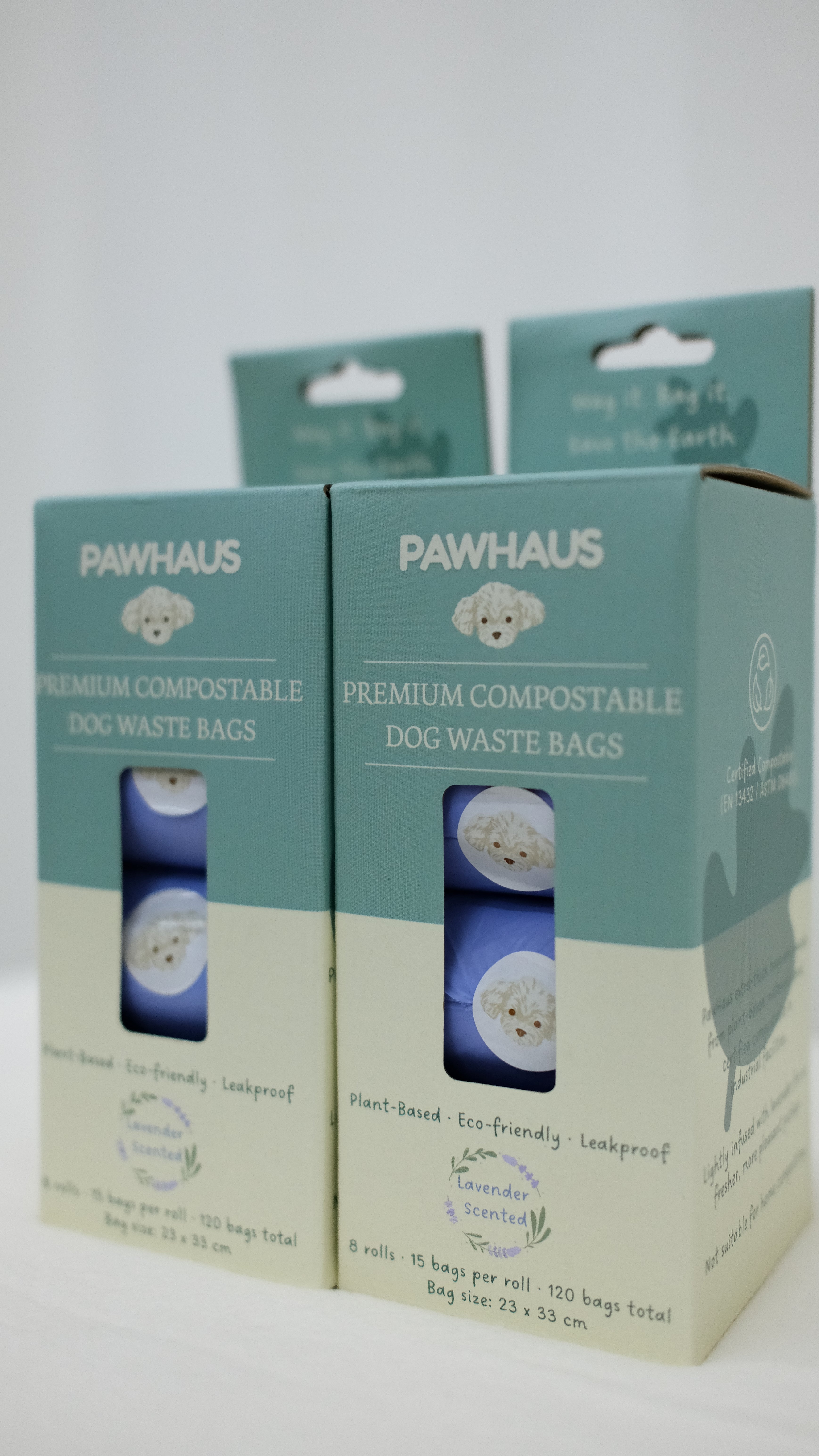 Pawhaus Compostable Poop Bags for Pets & Diapers | 120pcs | Lavender Fresh