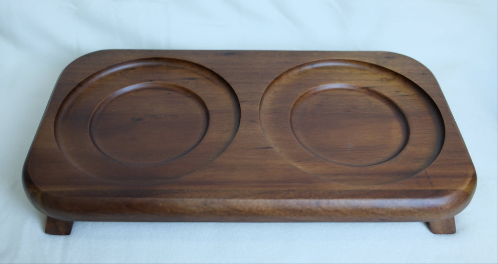 Snowflake Pet Bowl - Acacia Wood Base