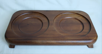 Snowflake Pet Bowl - Acacia Wood Base