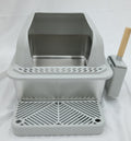 Modern Stainless Steel Cat Litter Box with Scoop & Step