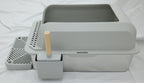 Modern Stainless Steel Cat Litter Box with Scoop & Step
