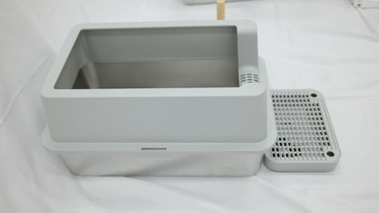 Modern Stainless Steel Cat Litter Box with Scoop & Step