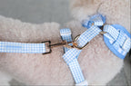 Blue Gingham Comfort Harness & Leash Set