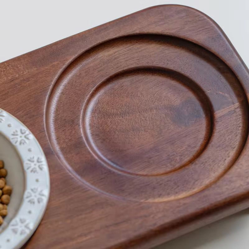 Snowflake Pet Bowl - Acacia Wood Base