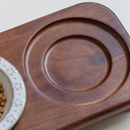 Snowflake Pet Bowl - Acacia Wood Base